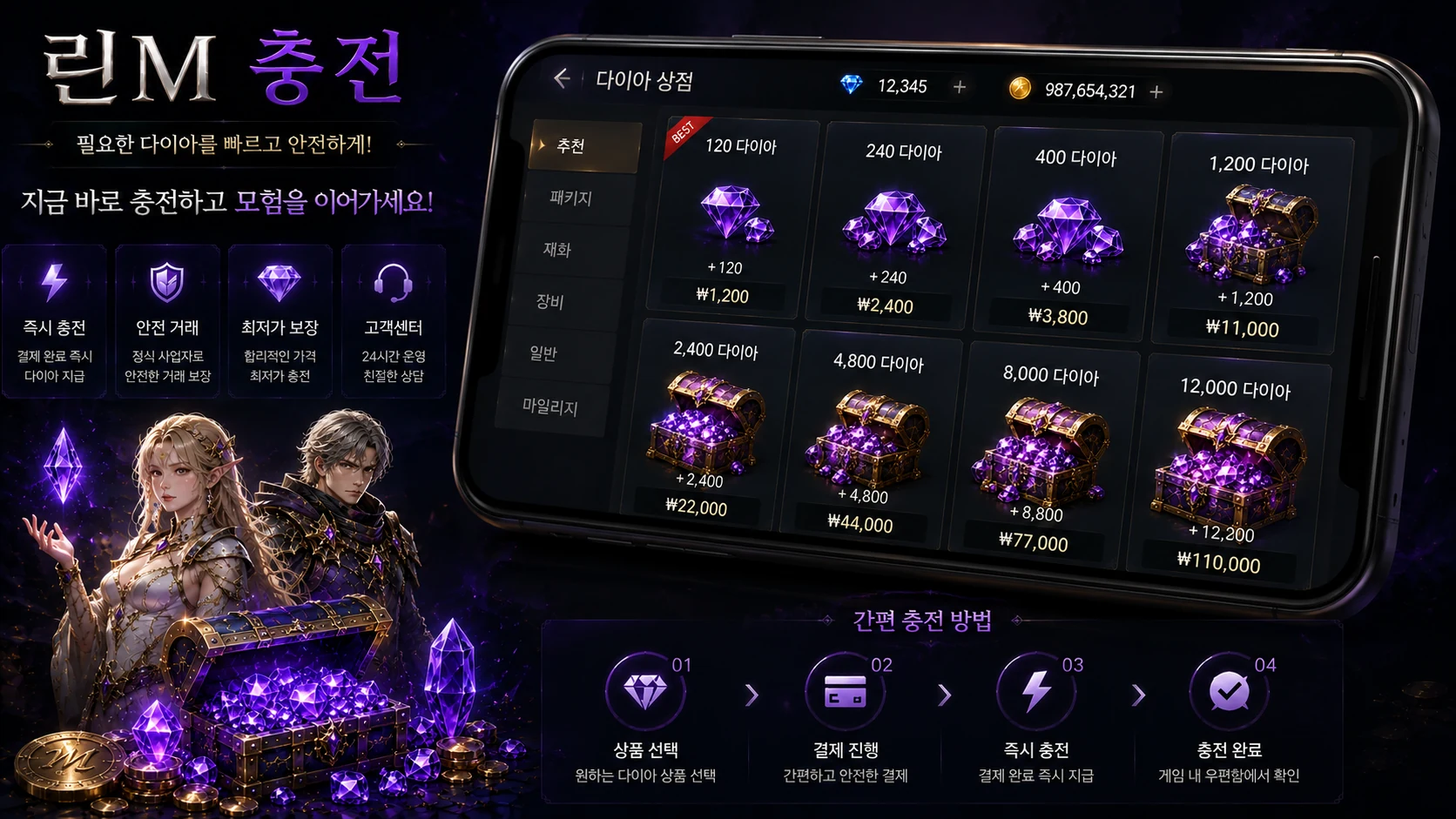 린M 모바일 상점과 충전 안내 이미지
